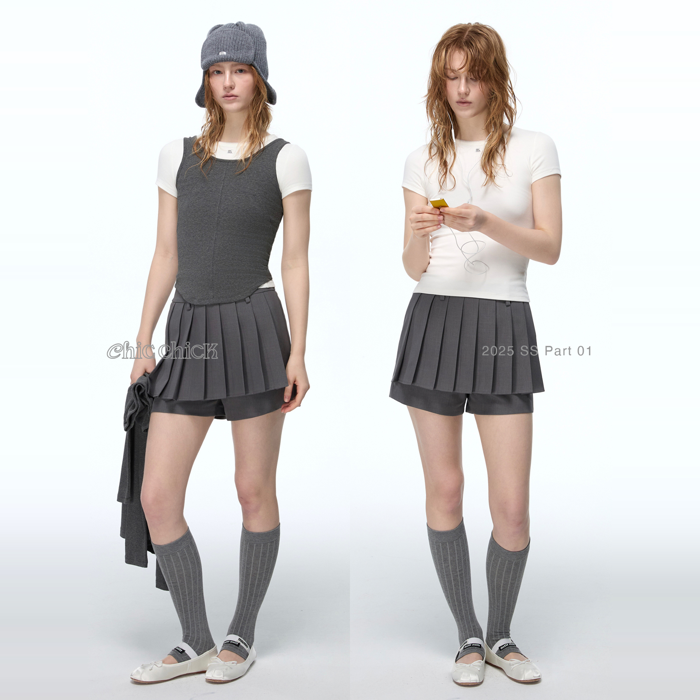 ChicChick时髦小鸡新品 万用内搭 高棉花边logo 白色正肩短袖T恤