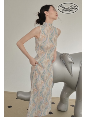 ChicChick时髦小鸡vol9温柔和风印花手工压褶三宅风无袖高领背心