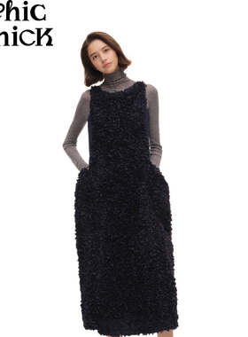 ChicChick时髦小鸡 Blue Hour 深蓝色重工立体花朵新年礼服连衣裙