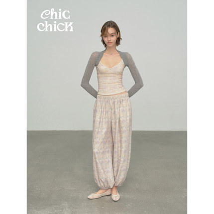 ChicChick时髦小鸡 夏日bi入 杂灰色莱赛尔羊毛袖套长袖砍肩外搭