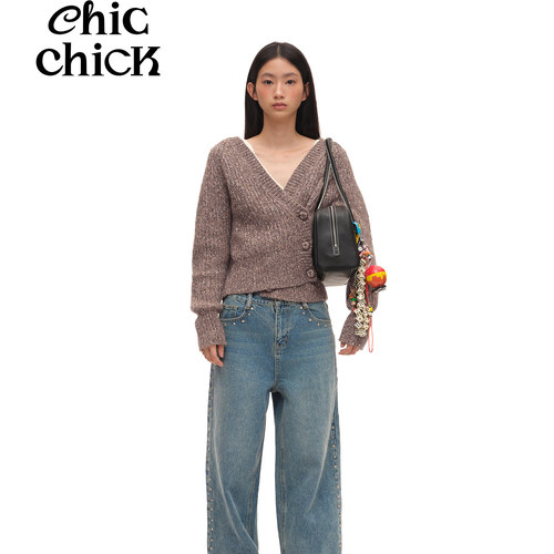 ChicChick复古工艺单宁牛仔裤