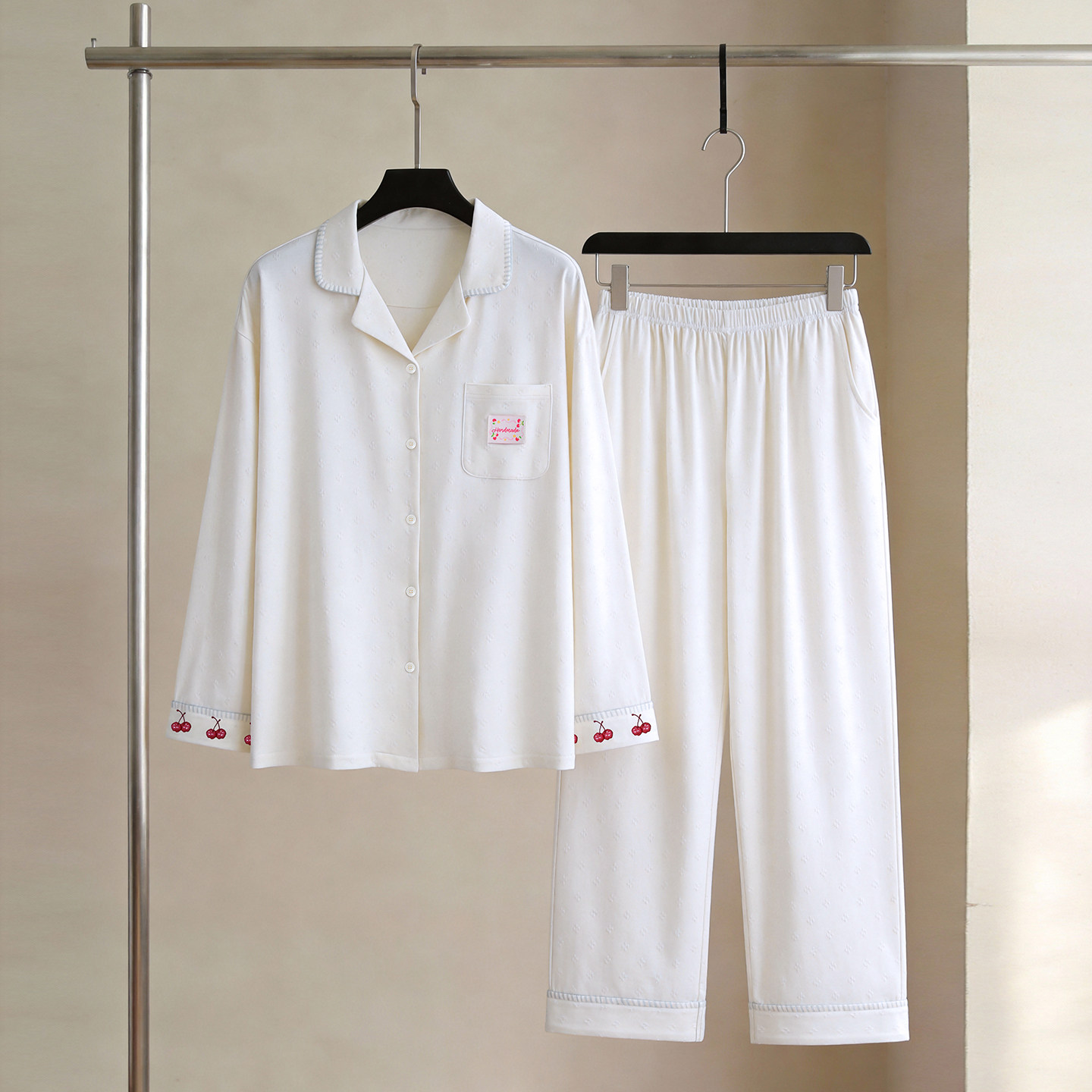 SLEEPTIGHT睡衣女款春装纯棉长袖2026新款气质小众樱桃白色家居服