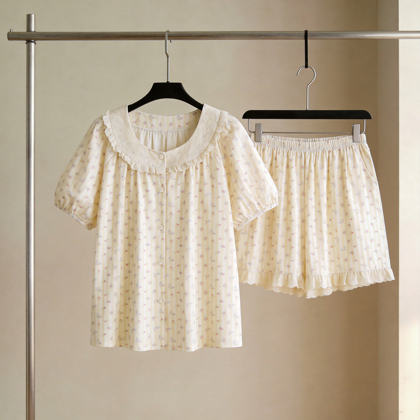 SLEEPTIGHT纯棉舒适睡衣女款2026新款夏季短袖短裤甜美碎花家居服