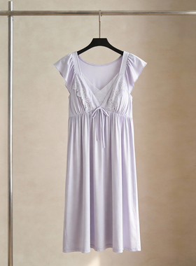 SLEEPTIGHT带胸垫睡裙女款夏季莫代尔棉性感轻奢纯欲风紫色睡衣裙