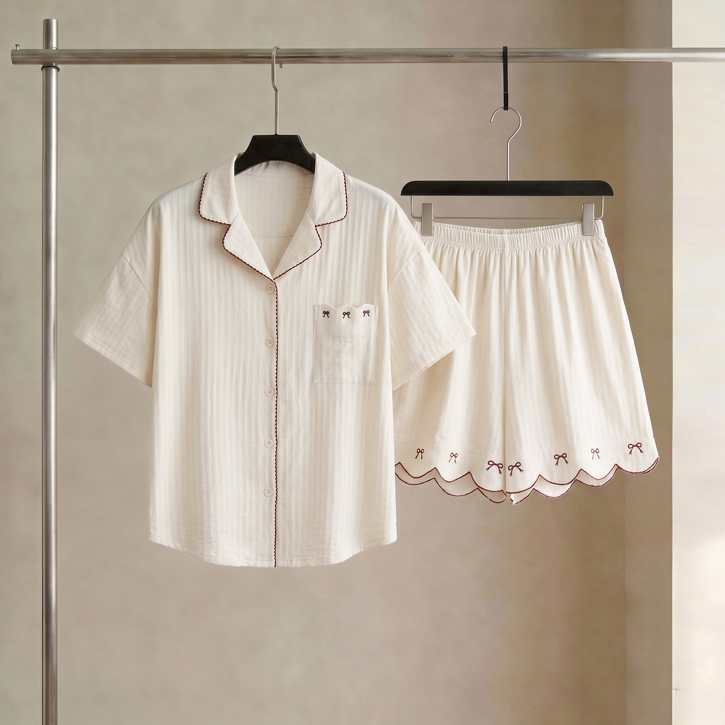 SLEEPTIGHT纯棉睡衣女款夏季短袖短裤巨好看小众蝴蝶结夏天家居服