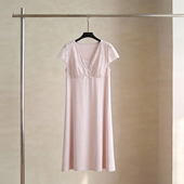 SLEEPTIGHT睡裙女夏季 莫代尔棉性感带胸垫粉色甜美蕾丝绝美睡衣裙