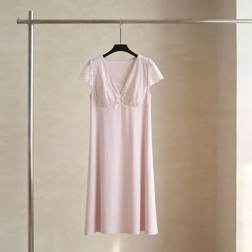 莫代尔睡裙女夏季性感带胸垫