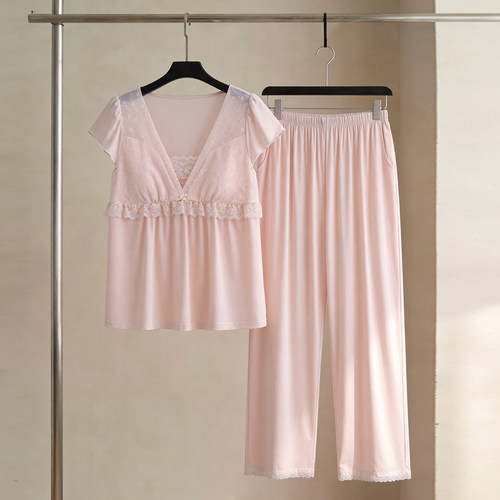 SLEEPTIGHT带胸垫粉色女睡衣夏季