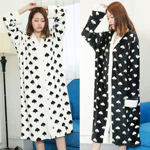 200斤加大码银狐绒睡袍秋冬长袖加长款开衫女胖MM孕妇珊瑚绒睡裙