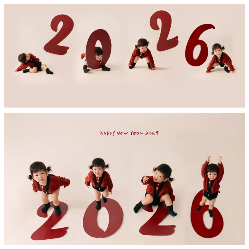 2026新年儿童摄影背景道具数字宝宝节日装扮橱窗摆件影楼用品