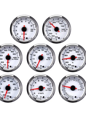 汽车改装52mm七彩背光12V通用电压表水温增压油温油压电压空燃表
