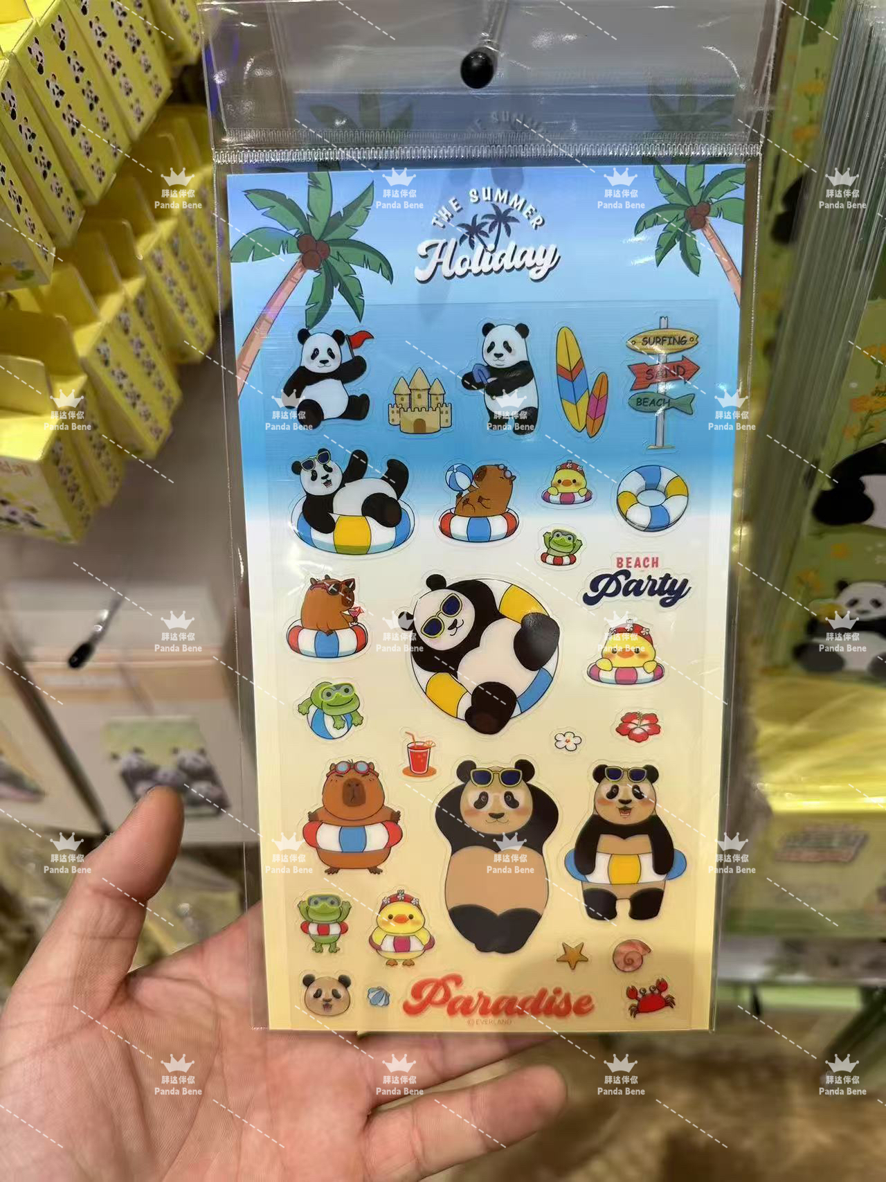 现货福宝海边夏日贴纸新款爱宝乐园代购福宝周边代购福宝游泳贴纸