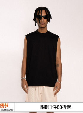 EMPTY REFERENCE 原创黑色刺绣背心纯色宽松休闲无袖打底衫夏