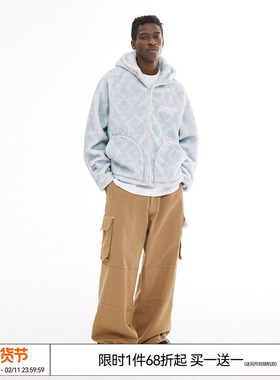 特惠7折 EMPTY REFERENCE LOGO印花休闲连帽夹克摇粒绒外套