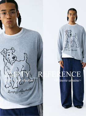 【chammy专属】EMPTY REFERENCE猎狐梗印花上衣宽松长袖T恤打底衫