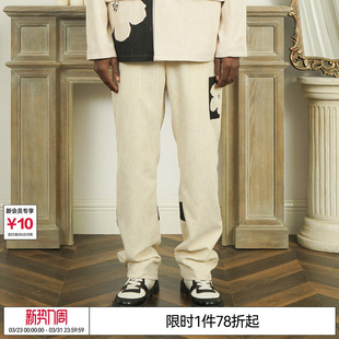 陈楚生 男潮直筒西裤 EMPTY 灯芯绒花朵印花休闲裤 REFERENCE 太一