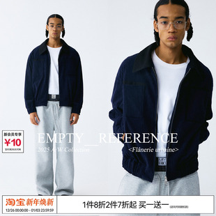 EMPTY 藏青灯芯绒拼接错位口袋复古宽松重磅夹克外套 REFERENCE