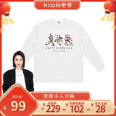 REFERENCE 美式 复古浪漫宽松奔跑手绘人群印花秋款 EMPTY 长袖 T恤