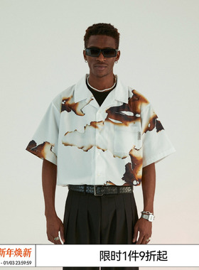 TizzyT邓为方晓东 EMPTYREFERENCE 印花男女短袖衬衫宽松休闲衬衣