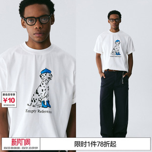 T恤 上衣短袖 EMPTY REFERENCE索罗娜240g手绘雨靴斑点狗印花打底衫