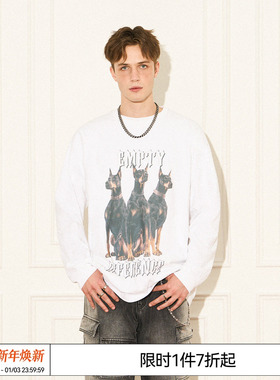 特惠8折 董思怡汪苏泷 EMPTY REFERENCE 杜宾犬印花长袖T恤