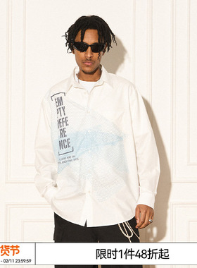 特惠6折起EMPTY REFERENCE原创坠落人像印花衬衫潮流街头长袖衬衣