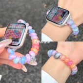 适用苹果手表s11代iwatch彩色电话绳弹力发圈表带applewatch987se
