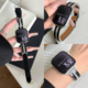 适用苹果手表s10代iwatch轻奢细款 弯片拼皮表带applewatch987se女