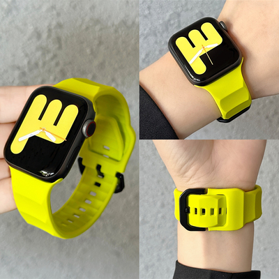 适用iwatch纯色波浪运动硅胶表带