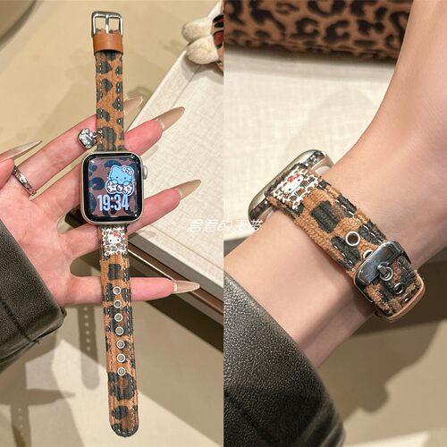 适用iwatch可爱KT猫灯芯绒表带