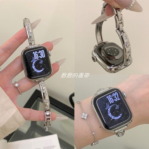 适用iwatch彩钻星星月亮手镯表带