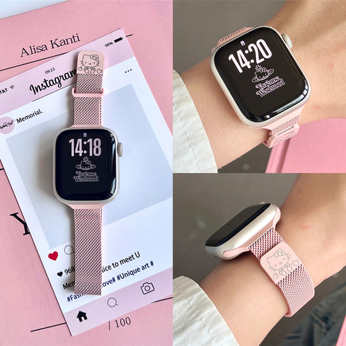 适用iwatch细款KT猫米兰尼斯表带
