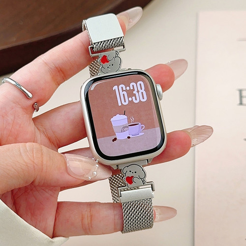 适用iwatch爱心小狗米兰尼斯表带