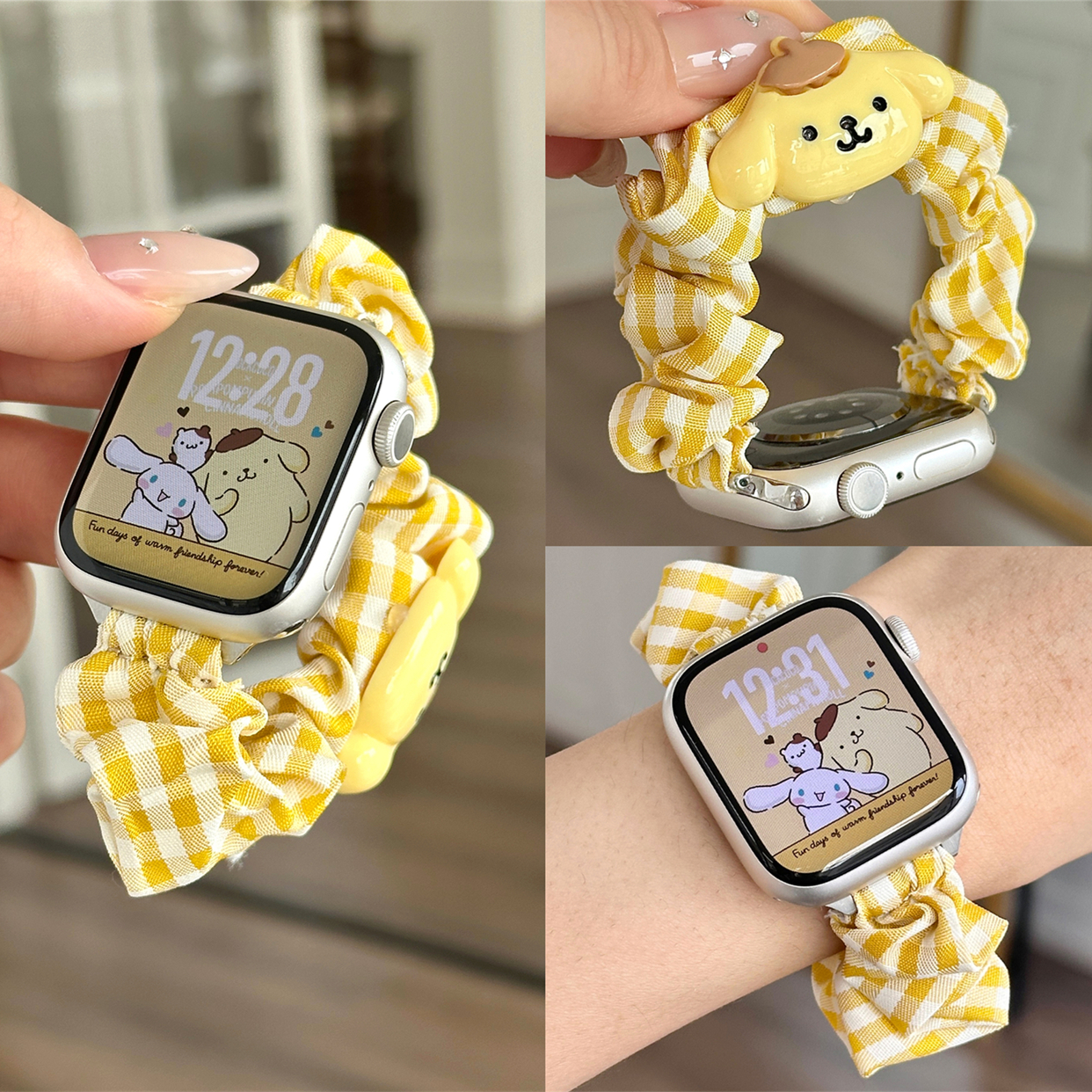 适用苹果手表s10代iwatch可爱KT猫玉桂狗大肠发圈表带applewatch9
