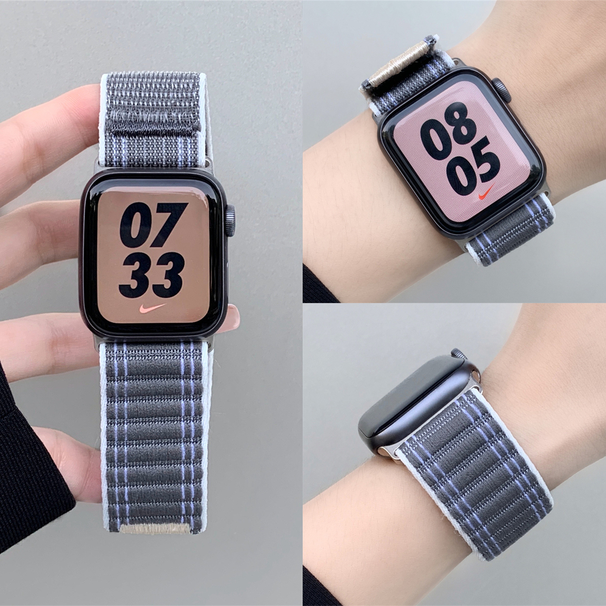 适用苹果手表s10代iwatch海浪尼龙回环运动表带applewatch98765se