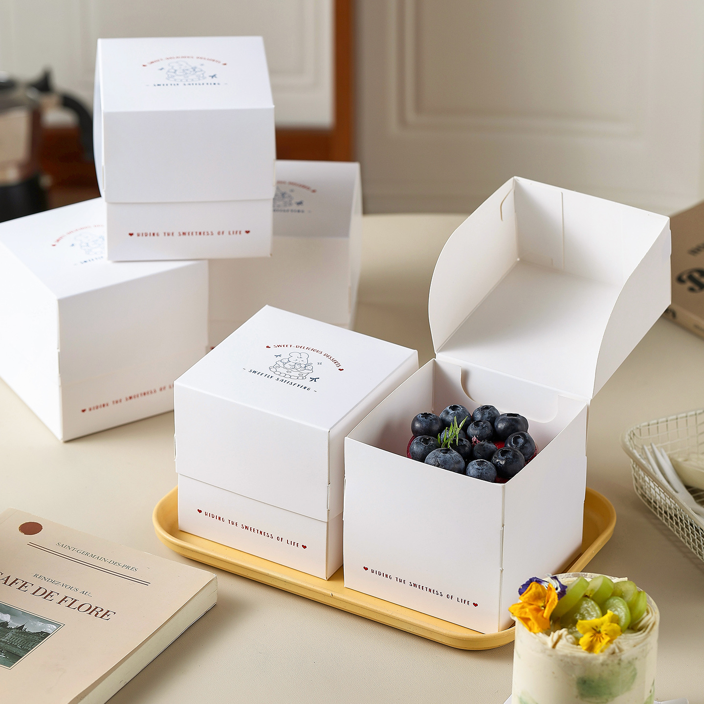 2寸西点纸盒蛋糕盒点心包装盒慕斯盒法式切块盒烘焙甜品盒定制