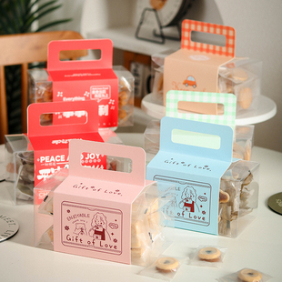 手提雪花酥包装盒子礼盒饼干曲奇太妃糖牛轧糖果糯米船手提包装盒