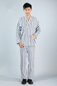 南丁格尔病人服病员服纯棉长袖 睡袍条纹病号服