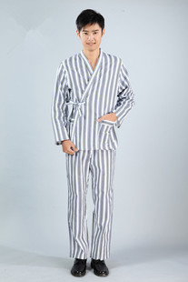 南丁格尔病人服病员服纯棉长袖睡袍条纹病号服