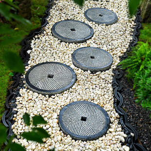 复古庭院草坪铺地砖汀步石板踏脚石民宿花园景观装饰步道路径石