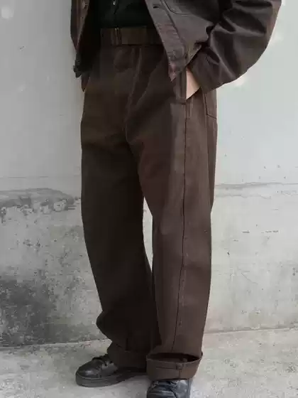 I795 Twisted Belt Ribbon Twist Seam Scimitar Pants Dark Brown Jeans Men's Autumn and Winter