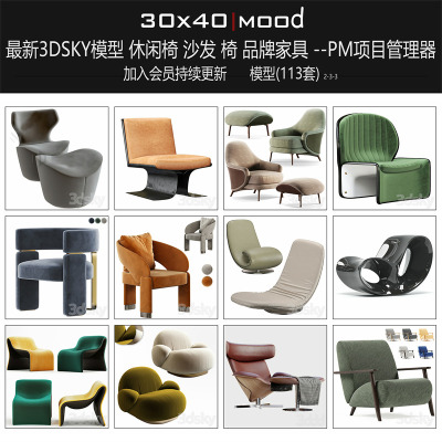 最新3dsky3ddd模型代下休闲椅3沙发/椅品牌家具minotti poliform