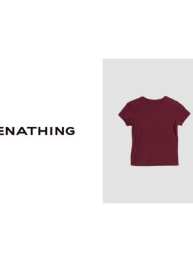 【RENATHING】酒红色修身短袖T恤