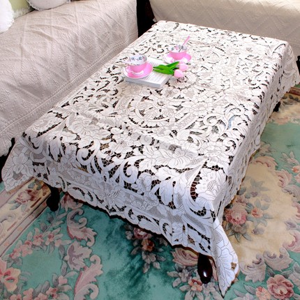 ins风欧式复古轻奢高级感布艺棉麻手工绣花长桌布大茶布120*170CM
