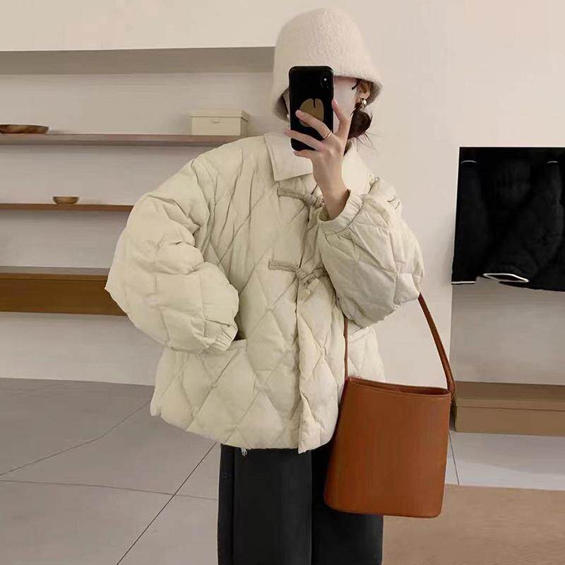 【小乐专享】冬新款加厚小个子森系棉服设计感牛角扣棉衣外套女
