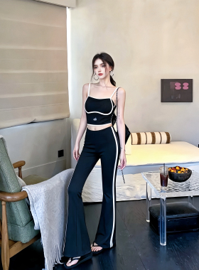 MSTO BALLET.运动女孩.小众撞色拼接吊带+瑜伽裤休闲运动套装礼服