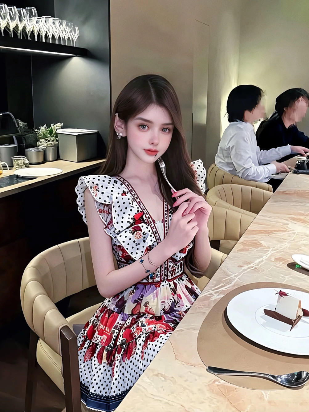 BALLET.庄园少女.小众法式复古碎花裙显瘦荷叶边短款连衣裙礼服