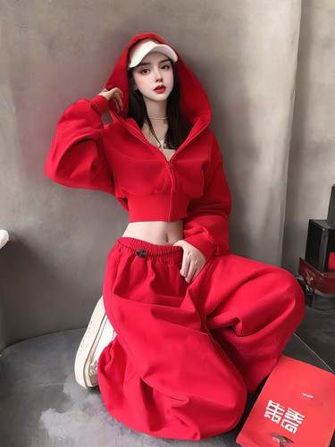 MSTO BALLET.2026秋季美式连帽卫衣女辣妹卫衣卫裤休闲套装礼服