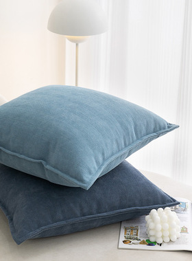 2026新款客厅沙发抱枕雪尼尔蓝色靠枕咕臣大靠垫靠背套65不含芯80