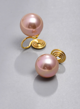 施家强光高亮彩色紫色珍珠蚊香盘耳夹气质奢华高级感无耳洞耳饰女